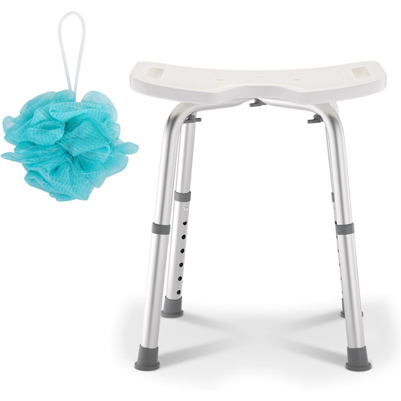 Swanew – Siège de douche réglable en hauteur 41-56 cm – Ergonomique en HDPE – Pieds antidérapants en aluminium – Charge max. 136 kg