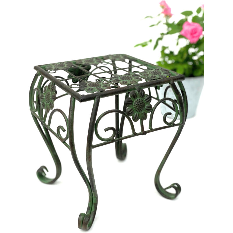 Tabouret de fleur Métal Vert Angulaire 25 cm Support de fleur 96007 S Colonne de fleur Moderne Support de plante Tabouret de plante Vintage
