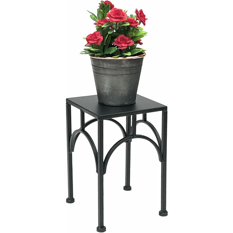 Tabouret de fleurs DanDiBo en métal noir, forme carrée, 28 cm, support de fleurs, colonne de fleurs 96449 S, tabouret de plantes moderne, support de