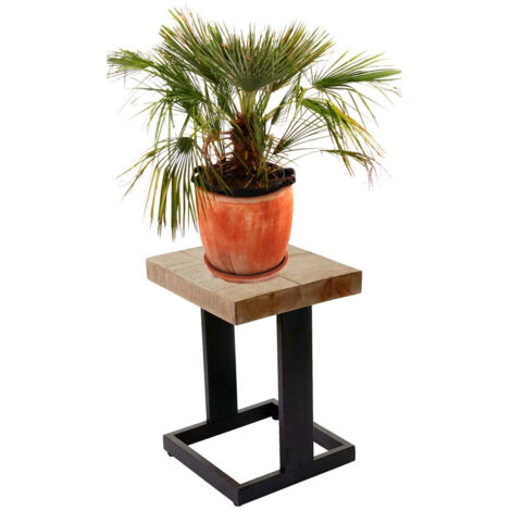 Tabouret de fleurs HWC-A15, porte-fleurs, table à plantes, bois massif de sapin, rustique 48x36x32cm