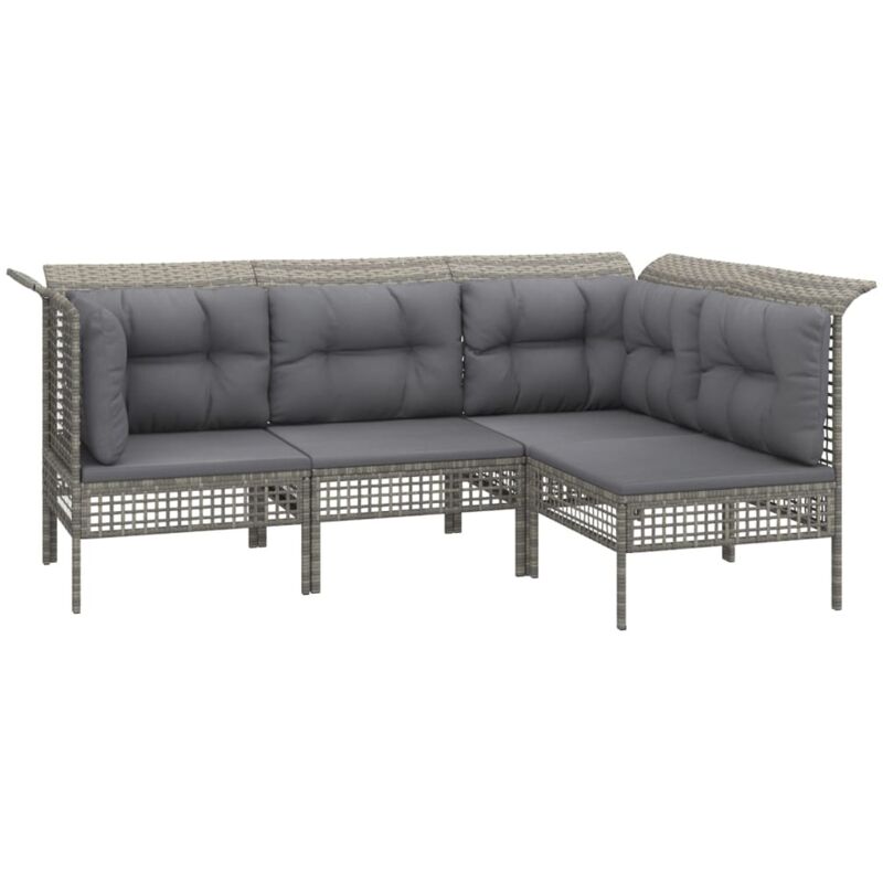 Vidaxl - Salon de jardin 4 pcs avec coussins Gris Résine tressée