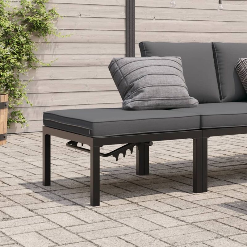 Tabouret de jardin avec coussin noir aluminium Vidaxl