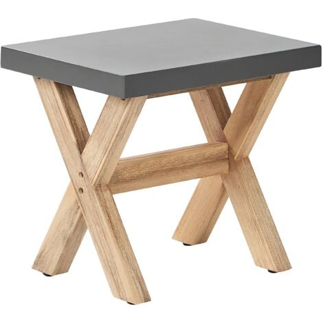 Tabouret de jardin en fibre-ciment gris et bois OLBIA