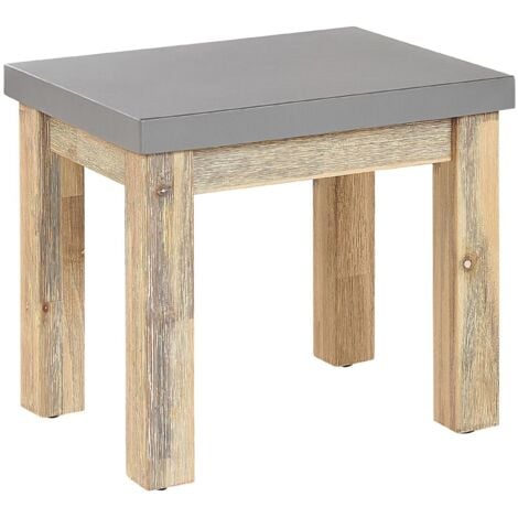 Tabouret de jardin en fibre-ciment gris / pieds en bois acacia clair OSTUNI