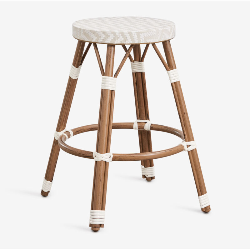 Tabouret de jardin haut en aluminium et rotin synthétique Brielle Bistro SKLUM Beige nude - Blanc Gardenia ↑65 cm