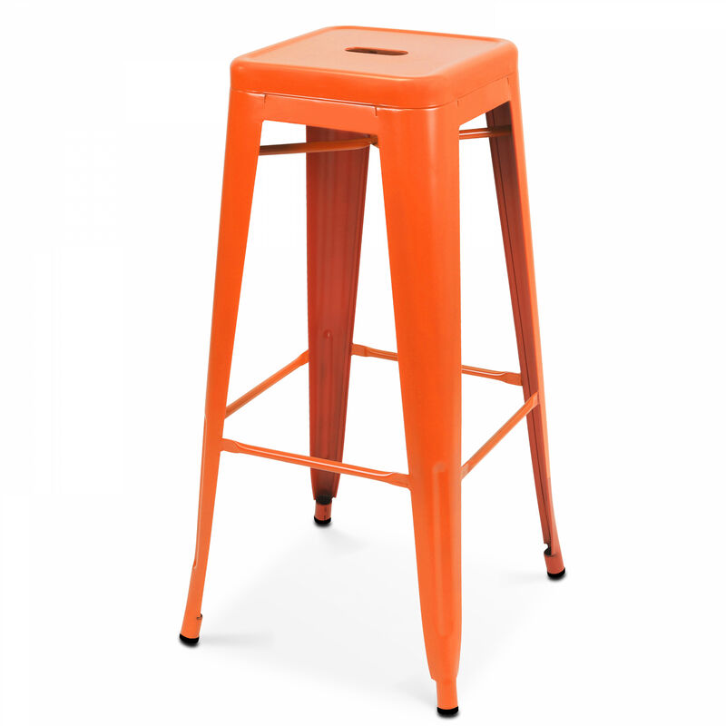 Oviala - Tabouret de bar en métal orange mat - Orange