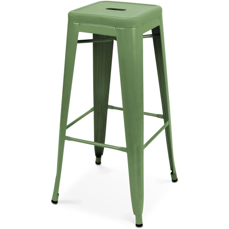 Oviala - Tabouret de bar en métal mat vert cactus