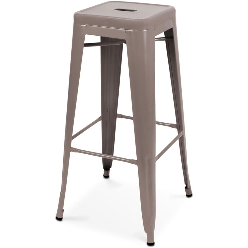 Oviala - Tabouret de bar en métal mat taupe