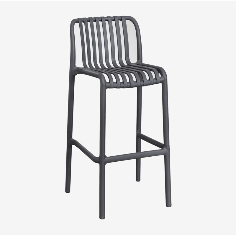 Sklum - Tabouret de jardin empilable en polypropylène Wendell Gris Graphite ↑75 cm
