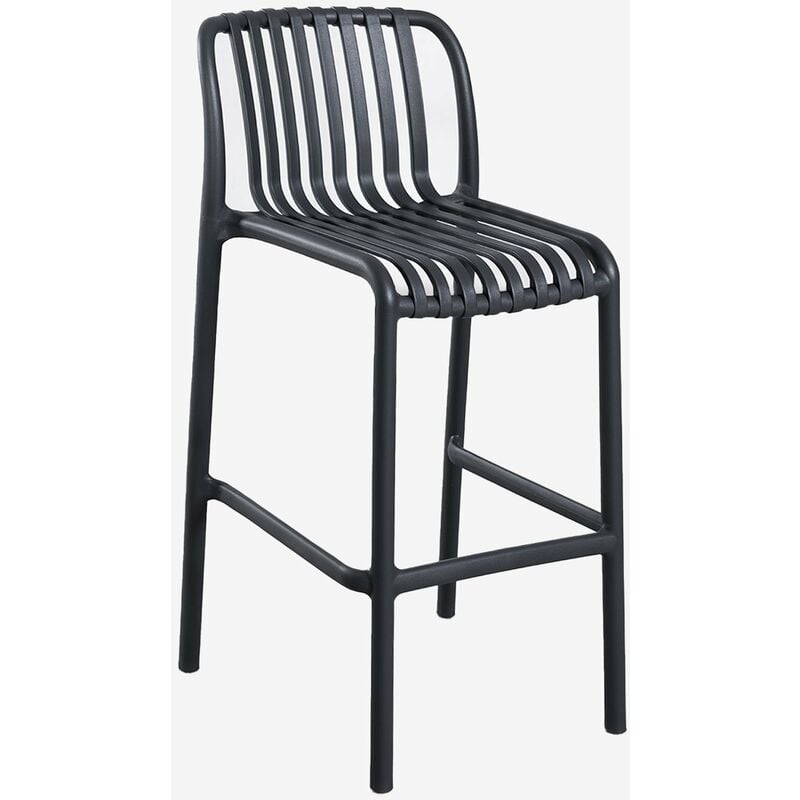 Tabouret Haut de Jardin Wendell Polypropylène - Gris Graphite ↑65 cm - Sklum
