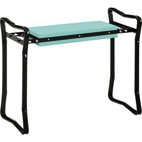 Tabouret de jardin pliable agenouilloir de jardin siège jardinage avec coussin acier EVA noir vert