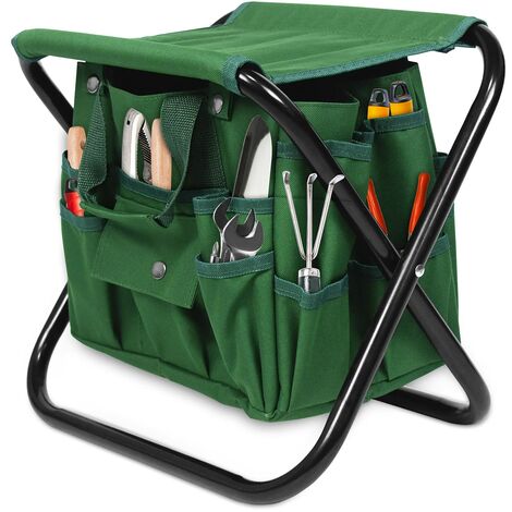 Tabouret de jardin pliable pour outils de jardin, chaise de jardin avec sac de rangement pour jardin, adultes - Vert NAIZY