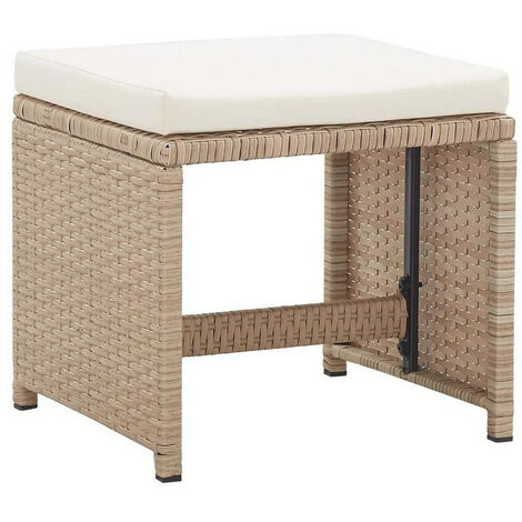 Tabouret de jardin tissu crème et résine beige Reli - Lot de 2