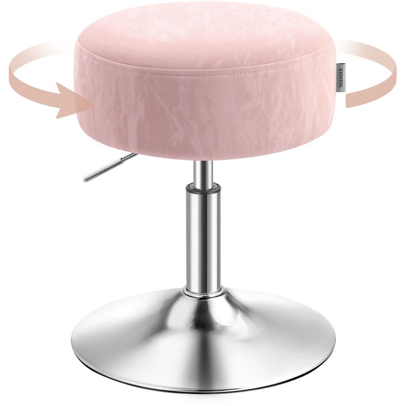 Vasagle - Tabouret de Maquillage, Réglable en Hauteur, Pivotant à 360 Degrés, en pu, Coussin Épais, Tabouret de Coiffeuse, pour Chambre, Cuisine,