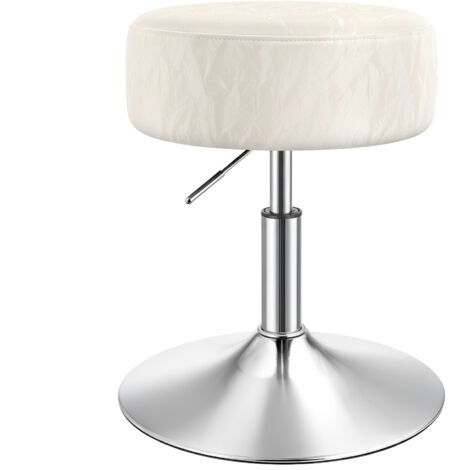 Tabouret de Maquillage, Réglable, Pivotant, en PU, Coussin Épais, pour Chambre, Cuisine, Salle à Manger, Blanc