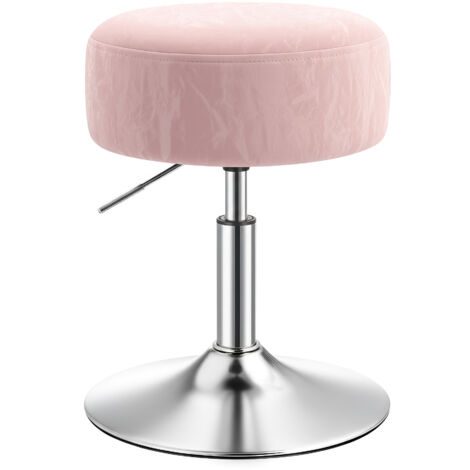 Tabouret de Maquillage, Réglable, Pivotant, en PU, Coussin Épais, pour Chambre, Cuisine, Salle à Manger, Rose