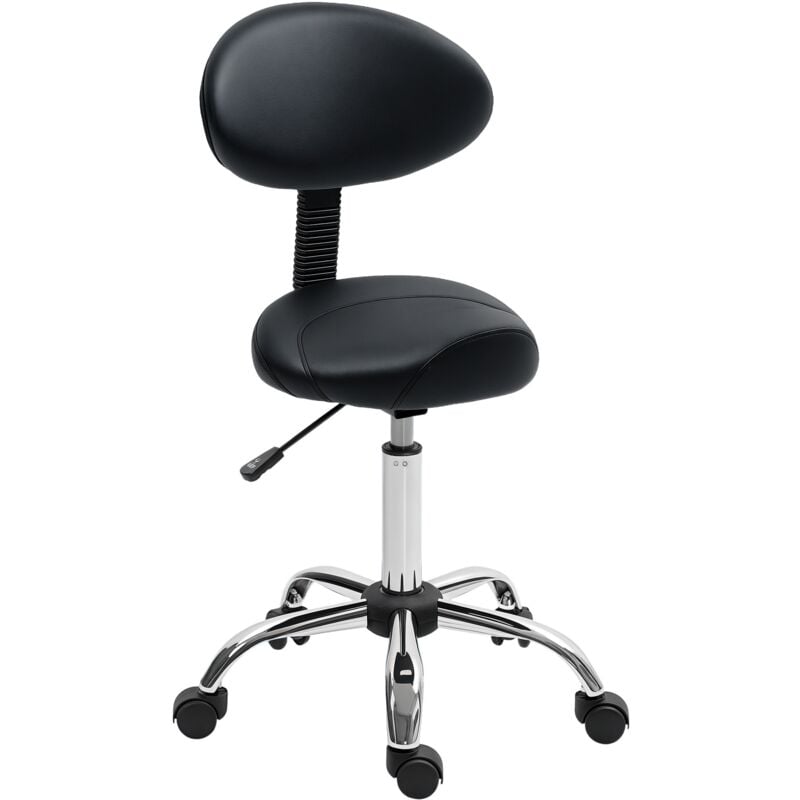 Tabouret de massage ergonomique dossier enveloppant - hauteur réglable, pivotant - piètement acier synthétique noir