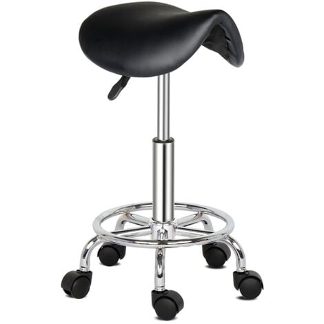 GROSMONDE Tabouret de massage tabouret forme de selle Rotatif Hauteur r¨glable, Noir