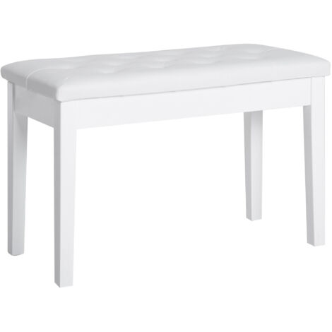 Tabouret de piano , banc de piano avec rangement intégré, chaise de piano avec coussin en similicuir, banc de piano, banc de clavier en bois massif pour piano, clavier, 76 x 36 x 50 cm, blanc