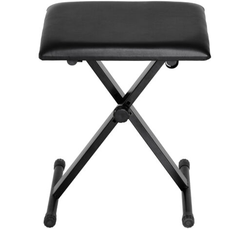 Tabouret de piano , réglable en hauteur, banc de piano en forme de X avec coussin en similicuir, chaise de piano pliable pour piano et clavier, 39 x 29 x 37-47 cm, noir