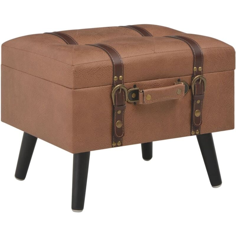 Tabouret de rangement 40 cm Marron Similicuir