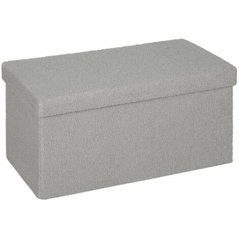 Tabouret de rangement banc avec coussin. Caisse malle gris clair. Rangement couloir, salon, chambre 76x38x38cm