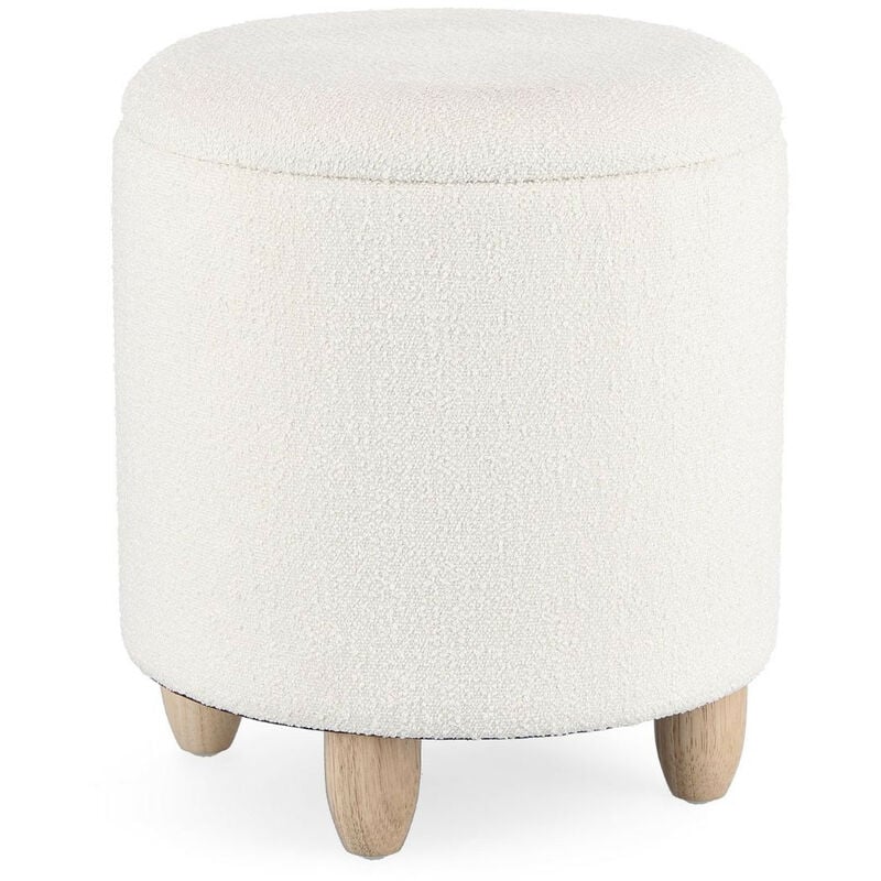 Tabouret pouf avec rangement en tissu bouclé D36 - zack