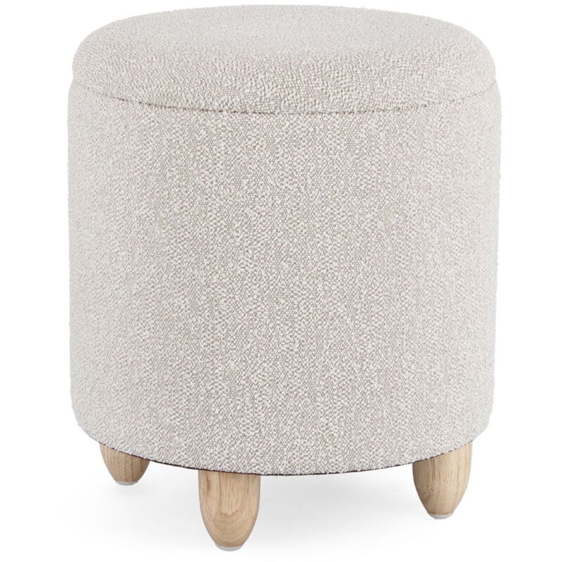 Tabouret pouf avec rangement en tissu bouclé D36 - zack