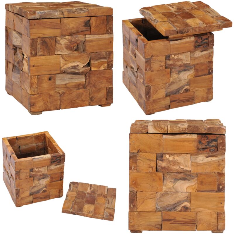 Tabouret de rangement Bois de teck massif - tabouret - tabourets - Home & Living - Brun