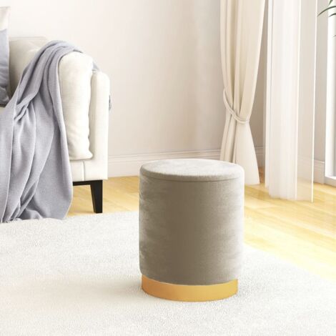 Tabouret de rangement Coffre de Rangement  rond Gris foncé Velours 69544
