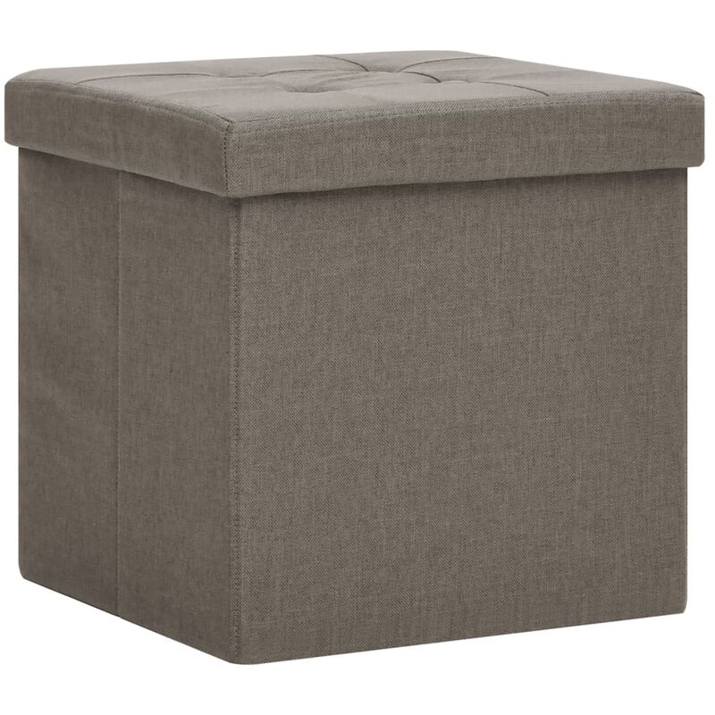 Tabouret de rangement pliable Taupe Faux lin Vidaxl