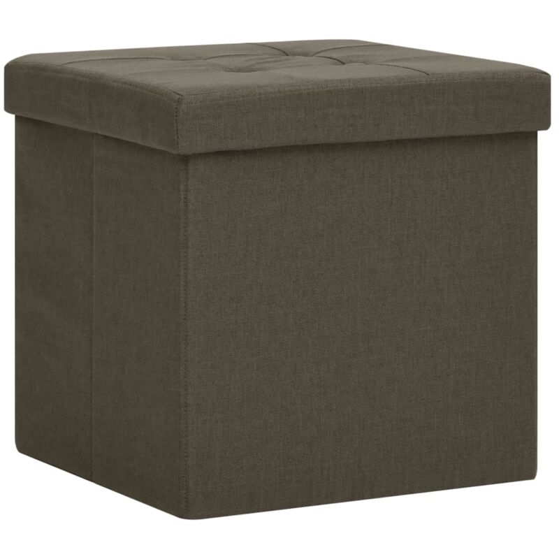 Tabouret de rangement pliable Marron foncé Faux lin