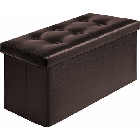 Tabouret de Rangement Pliable Coffre Siège de Rangement Banc Repose Pied Boîte Pliant Charge Maximale 300 kg 76 x 38 x 38 cm (Brun)