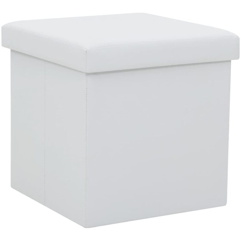 Tabouret de rangement pliable Blanc Similicuir vidaXL