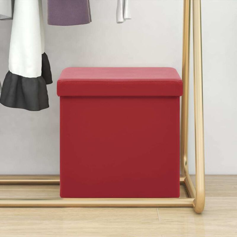 Tabouret de rangement pliable Rouge bordeaux pvc Vidaxl