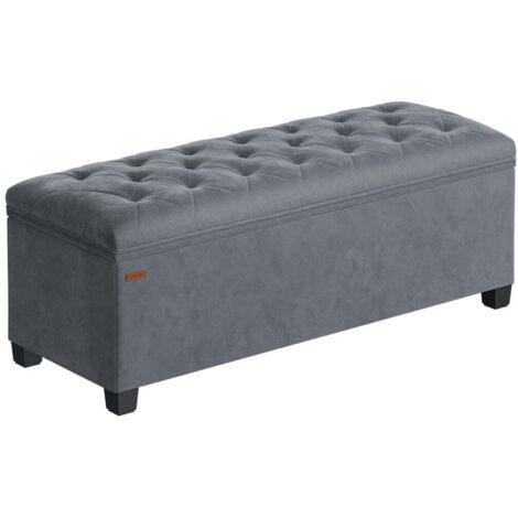 Tabouret de rangement pouf repose-pieds 40 x 110 x 40 cm bout de lit cubique avec rangement charge jusqu'à 300 kg pour salon chambre entrée gris
