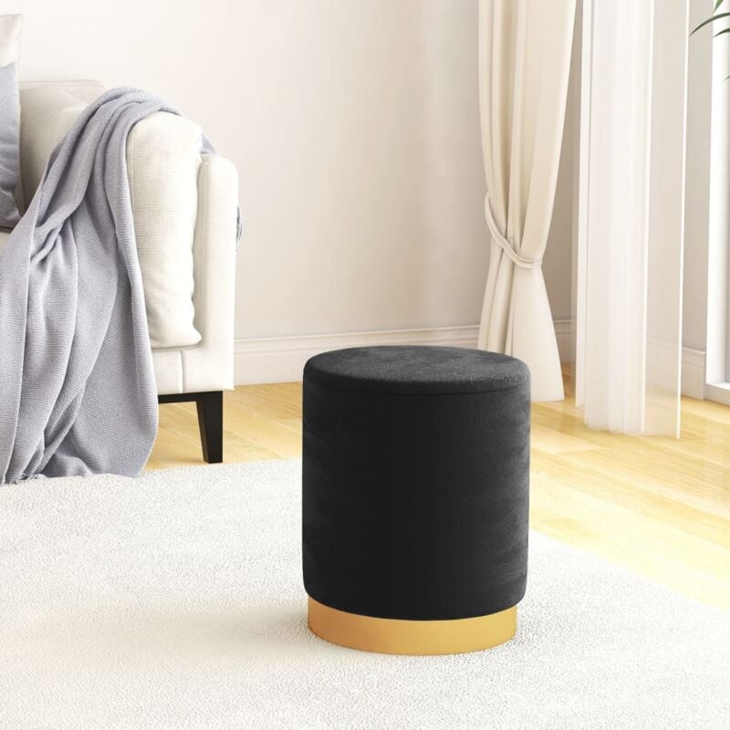 vidaXL Tabouret de rangement rond Noir Velours