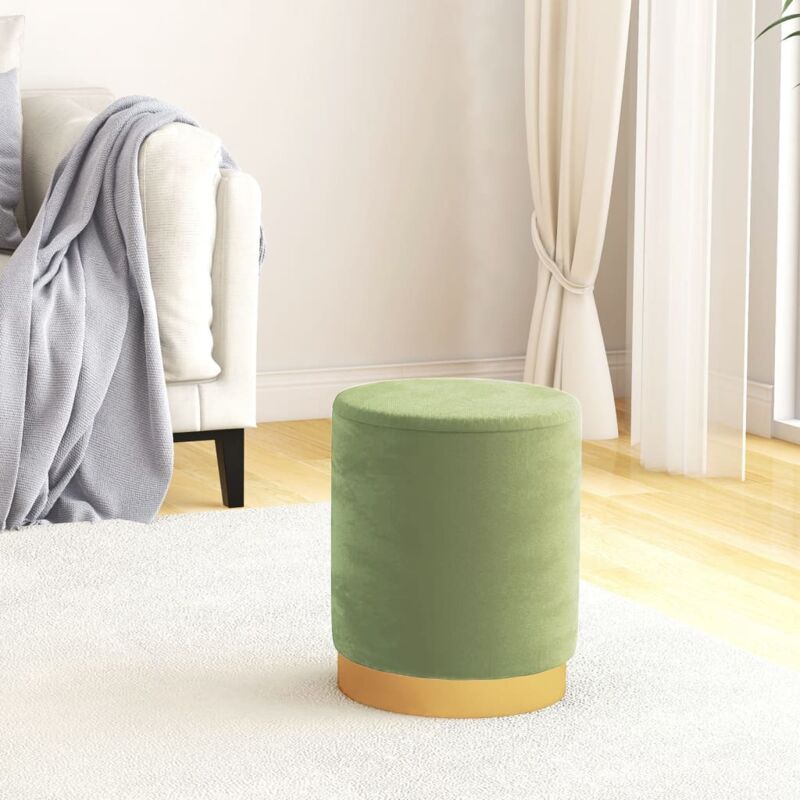 Tabouret de rangement rond Vert moutarde Velours Vidaxl