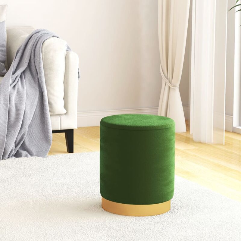 Sgabello Rotondo Con Contenitore Verde In Velluto 31 X 37 Cm - Vidaxl
