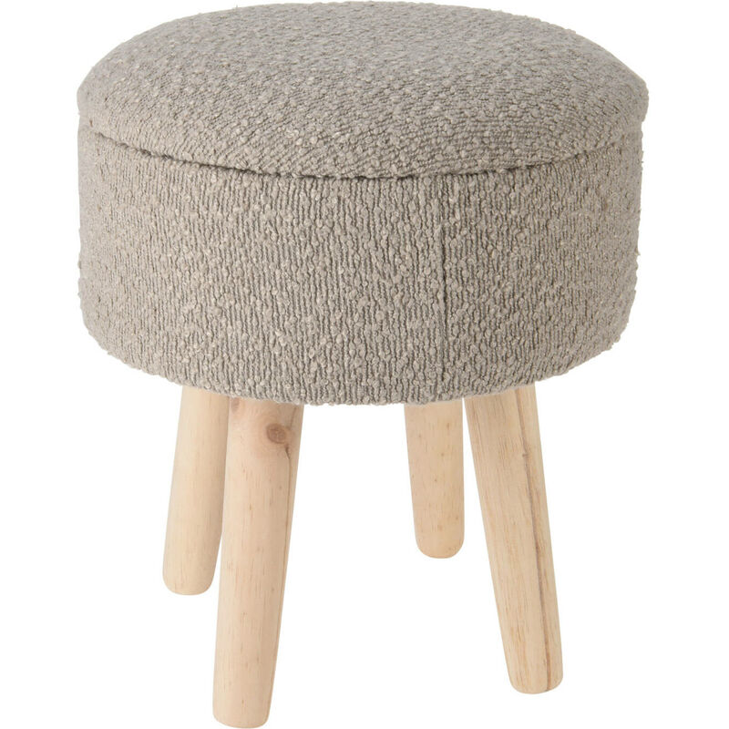 Tabouret avec assise en peluche, pieds en pin, hauteur 34 cm