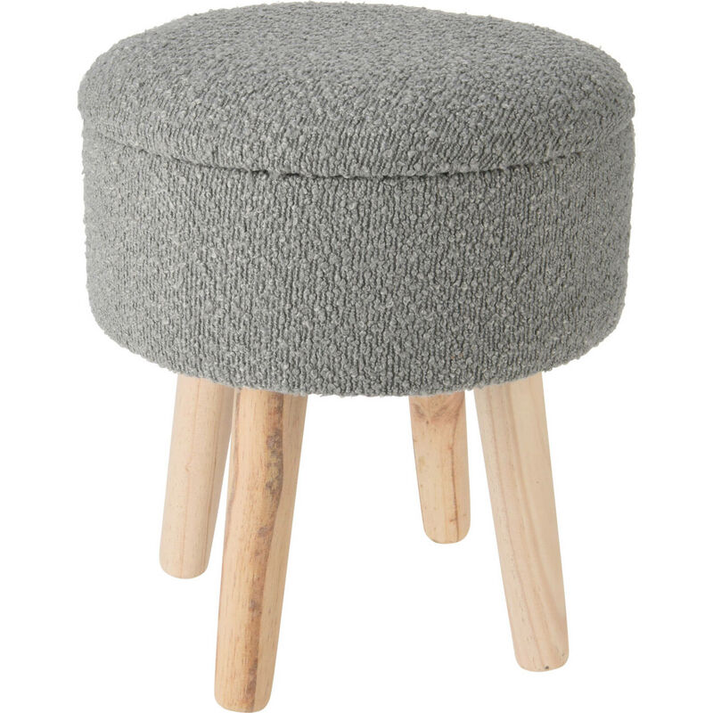 Tabouret avec assise en peluche, pieds en pin, hauteur 34 cm