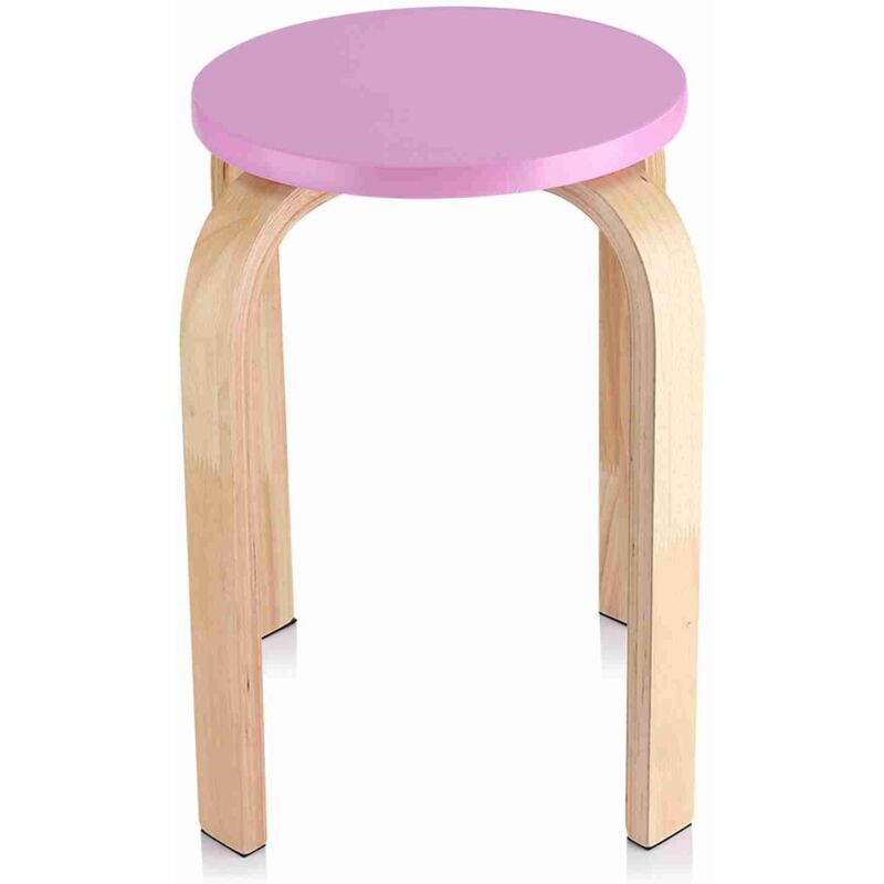 Tabouret de rangement, siège rond, tabouret de coiffeuse, repose-pieds, 4 pieds en bois, adapté aux coins, salons, chambres, rose bonbon