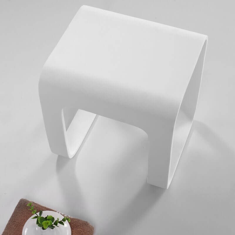 Tabouret Salle de Bain - Solid surface Blanc Mat - 35x38 cm - Strat