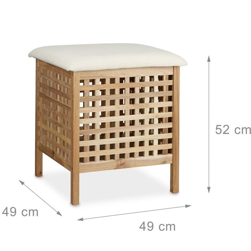 Tabouret de salle de bain coffre de rangement en bois noyer