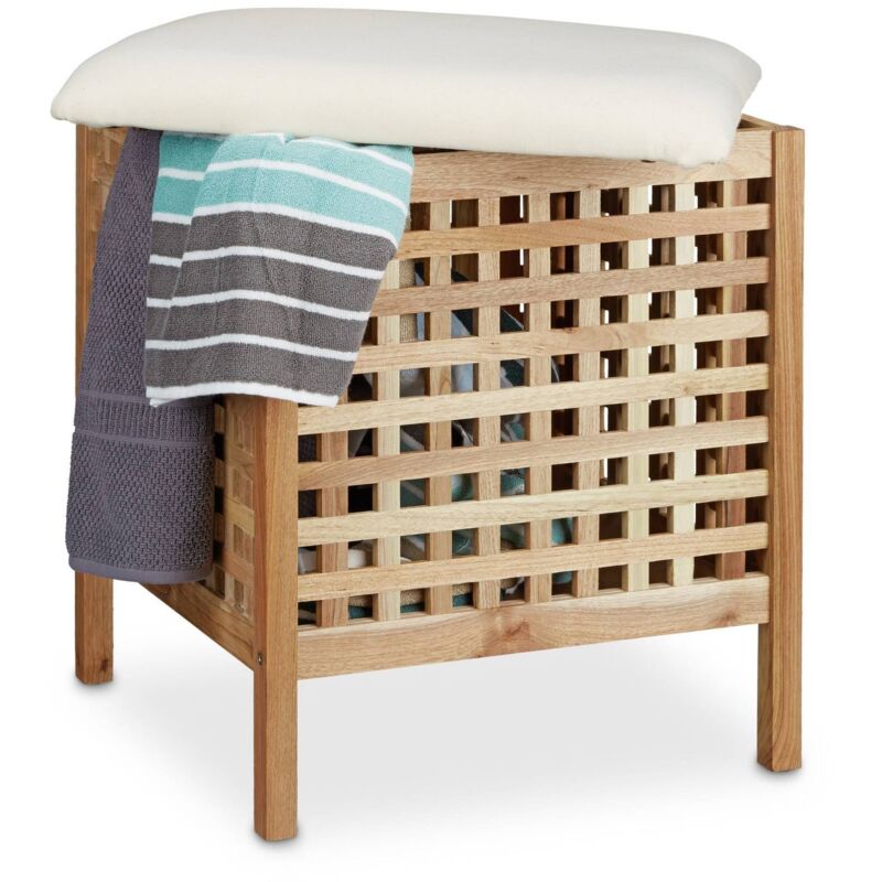 Tabouret de salle de bain en noyer avec lavabo