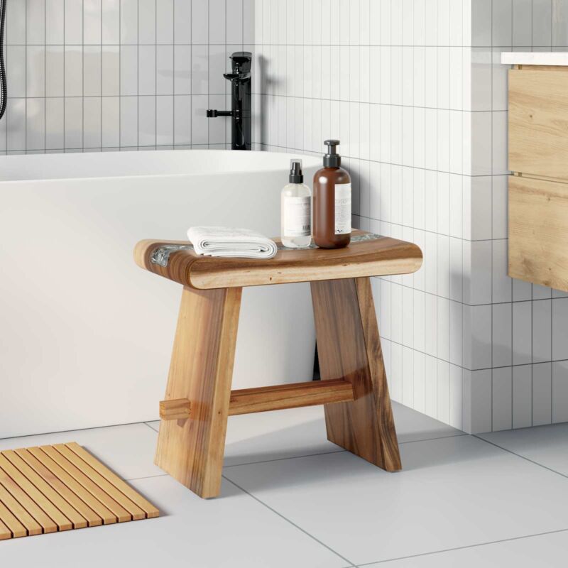 vidaXL Tabouret de Douche Naturel 50 x 30 x 44 cm Bois de suar solide