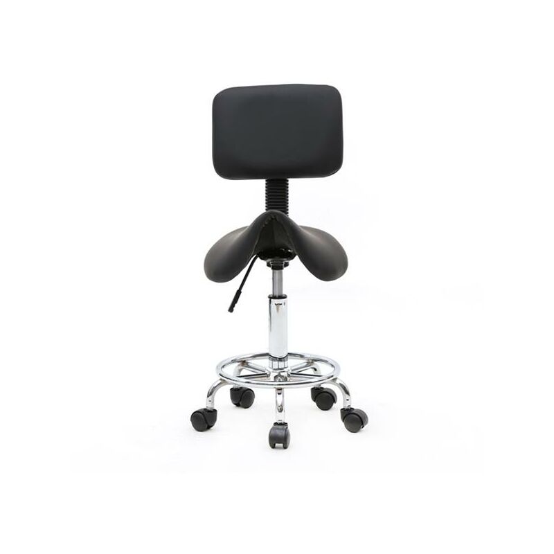 Dolaso - Tabouret de salon réglable en forme de selle avec dossier noir