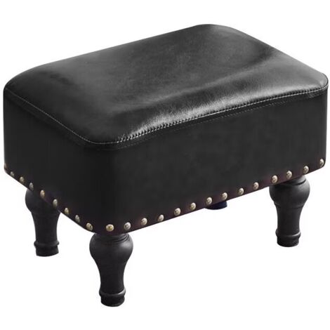 Tabouret de Style Moderne - Repose Pieds en Cuir Noir - Repose Pieds pour Salon, Chambre, Entrée und Dortoir