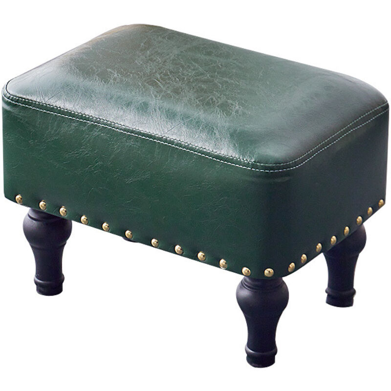 Tabouret de Style Moderne - Repose Pieds en Cuir Vert - Repose Pieds pour Salon, Chambre, Entrée und Dortoir