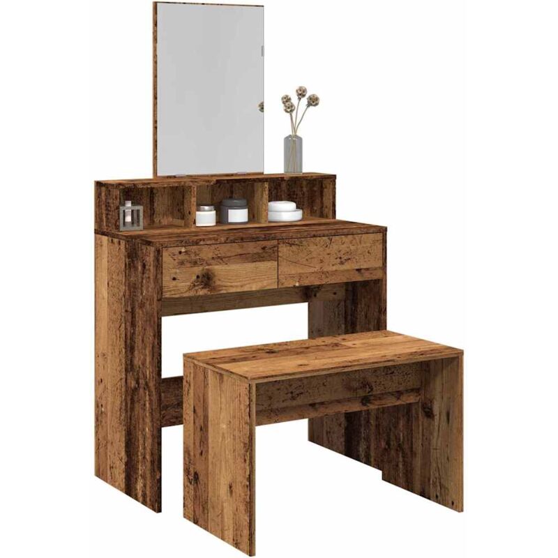 Tabouret de toilette vieux bois 70x35x45 cm bois d'ingénierie Vidaxl